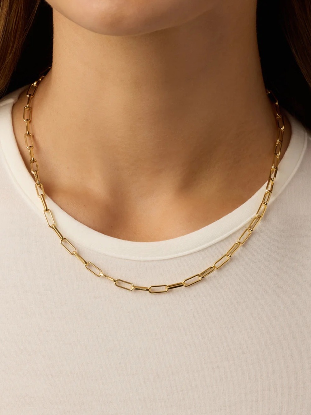 Gorjana Parker Necklace Gold paperclip EUC
